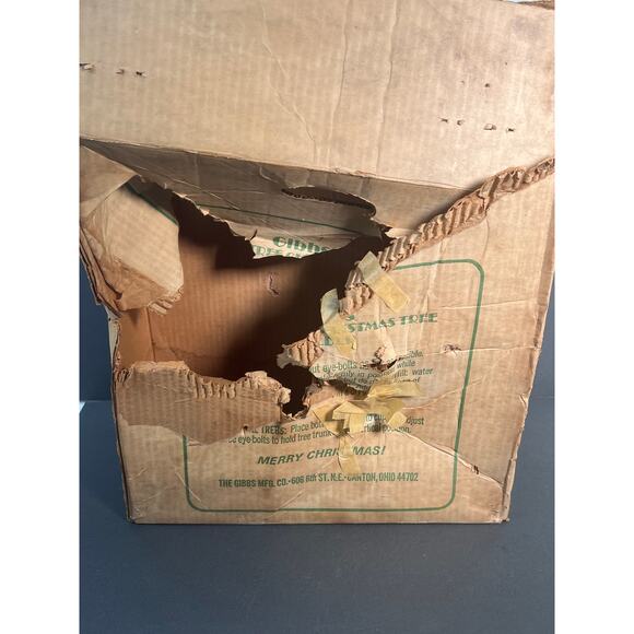 Vtg Christmas Tree Stand Holder Gibbs Safe-T-Tree Mid Century Cream Gold Enamel - Picture 10 of 11